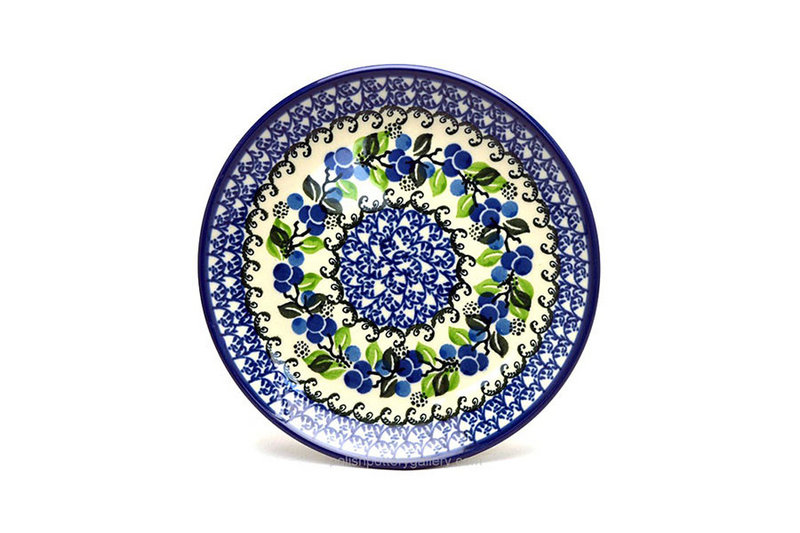 1"H x 7 3/4"W
 Polish Pottery Plate - Salad/Dessert (7 3/4") - Blue Berries 086-1416a (1"H x 7 3/4"W
)