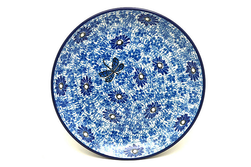 1"H x 7 3/4"W
 Polish Pottery Plate - Salad/Dessert (7 3/4") - Blue Dragonfly 086-2999a (1"H x 7 3/4"W
)