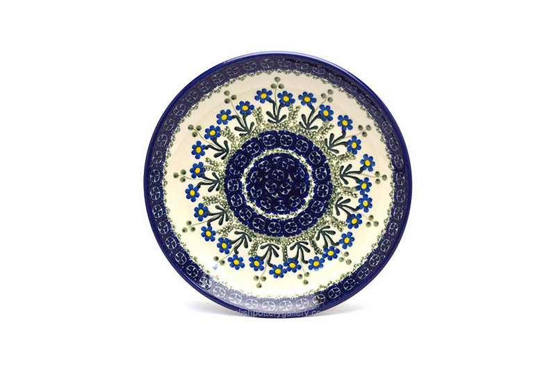 1"H x 7 3/4"W
 Polish Pottery Plate - Salad/Dessert (7 3/4") - Blue Spring Daisy 086-614a (1"H x 7 3/4"W
)