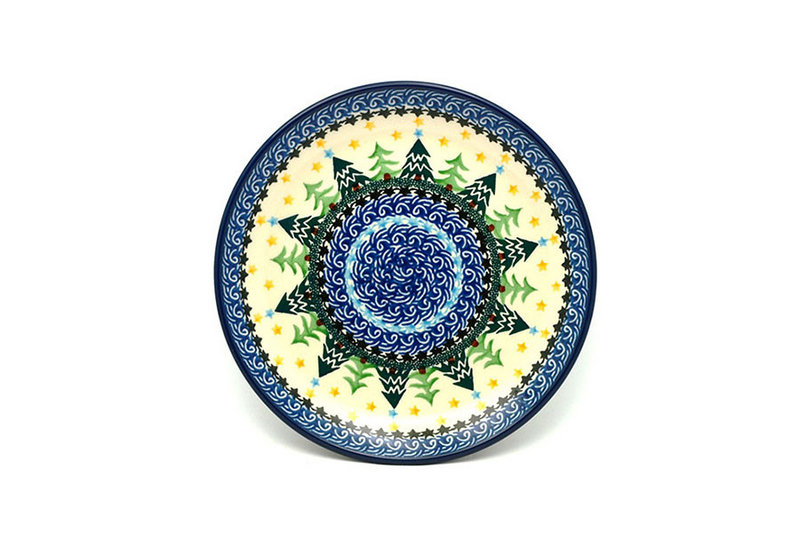 1"H x 7 3/4"W
 Polish Pottery Plate - Salad/Dessert (7 3/4") - Christmas Trees 086-1284a (1"H x 7 3/4"W
)