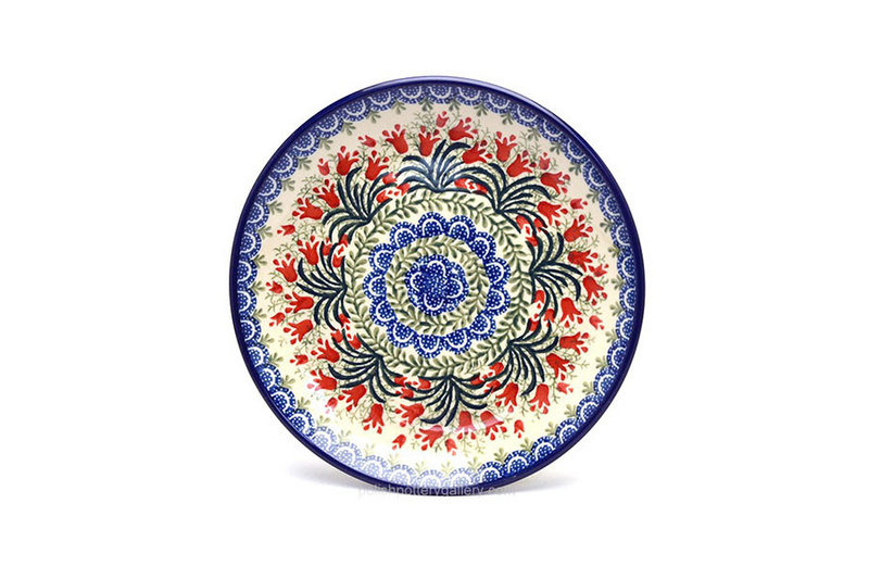 1"H x 7 3/4"W
 Polish Pottery Plate - Salad/Dessert (7 3/4") - Crimson Bells 086-1437a (1"H x 7 3/4"W
)