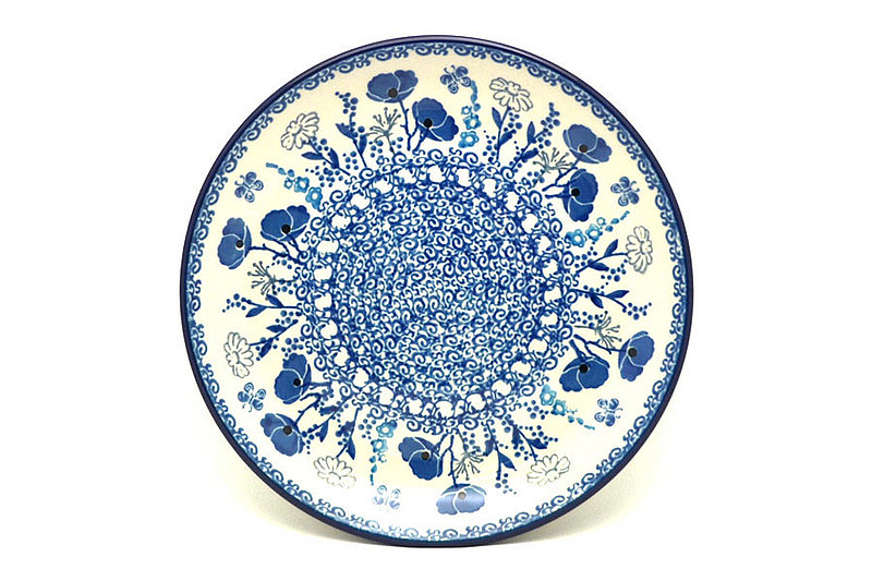 1"H x 7 3/4"W
 Polish Pottery Plate - Salad/Dessert (7 3/4") - Evening Poppies 086-2902a (1"H x 7 3/4"W
)