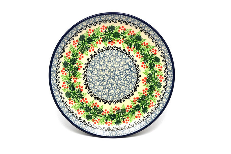 1"H x 7 3/4"W
 Polish Pottery Plate - Salad/Dessert (7 3/4") - Holly Berry 086-1734a (1"H x 7 3/4"W
)