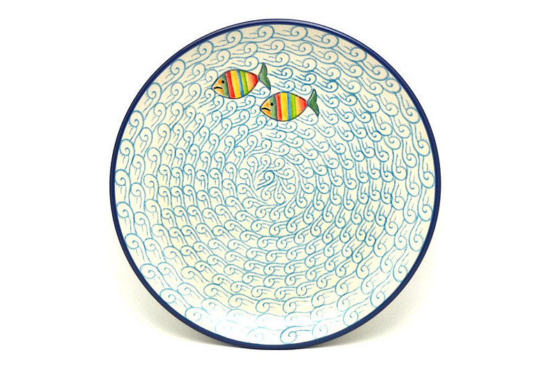 1"H x 7 3/4"W
 Polish Pottery Plate - Salad/Dessert (7 3/4") - Rainbow Fish 086-2540a (1"H x 7 3/4"W
)