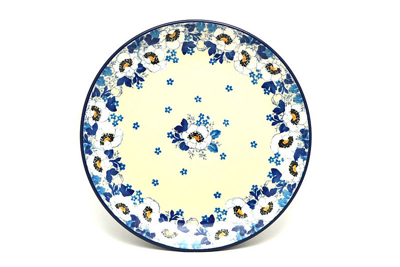 1"H x 7 3/4"W
 Polish Pottery Plate - Salad/Dessert (7 3/4") - White Poppy 086-2222a (1"H x 7 3/4"W
)