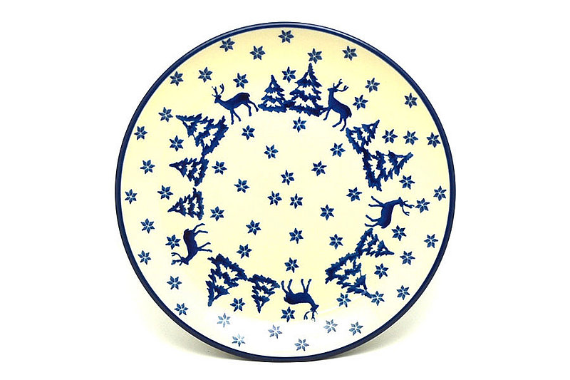 1"H x 7 3/4"W
 Polish Pottery Plate - Salad/Dessert (7 3/4") - Winter Forest 086-1931a (1"H x 7 3/4"W
)