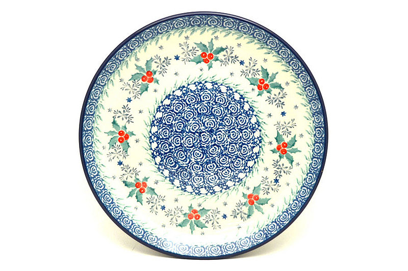 1"H x 7 3/4"W
 Polish Pottery Plate - Salad/Dessert (7 3/4") - Winter Holly 086-2973a (1"H x 7 3/4"W
)
