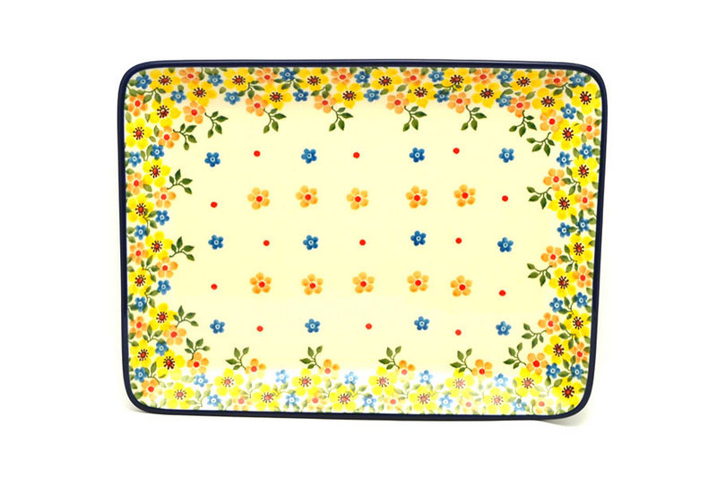 1"H x 7"W x 9 1/2"L
 Polish Pottery Plate - Rectangular - Buttercup 111-2225a (1"H x 7"W x 9 1/2"L
)
