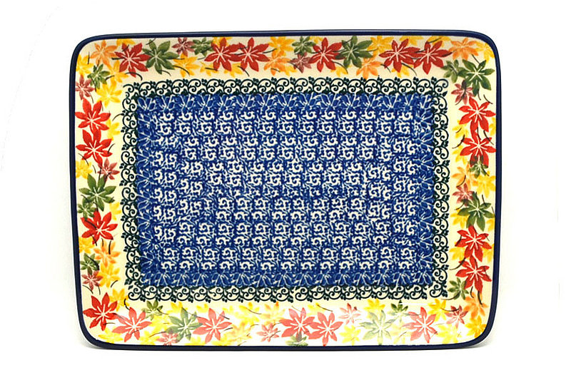 1"H x 7"W x 9 1/2"L
 Polish Pottery Plate - Rectangular - Maple Harvest 111-2533a (1"H x 7"W x 9 1/2"L
)