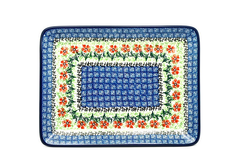 1"H x 7"W x 9 1/2"L
 Polish Pottery Plate - Rectangular - Maraschino 111-1916a (1"H x 7"W x 9 1/2"L
)