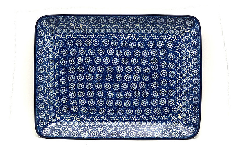 1"H x 7"W x 9 1/2"L
 Polish Pottery Plate - Rectangular - Midnight 111-2615a (1"H x 7"W x 9 1/2"L
)