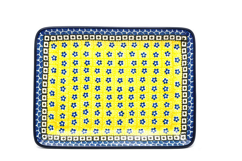 1"H x 7"W x 9 1/2"L
 Polish Pottery Plate - Rectangular - Sunburst 111-859a (1"H x 7"W x 9 1/2"L
)