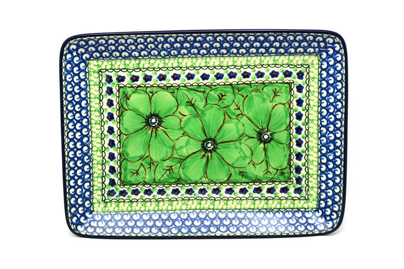 1"H x 7"W x 9 1/2"L
 Polish Pottery Plate - Rectangular - Unikat Signature U408A 111-U408A (1"H x 7"W x 9 1/2"L
)