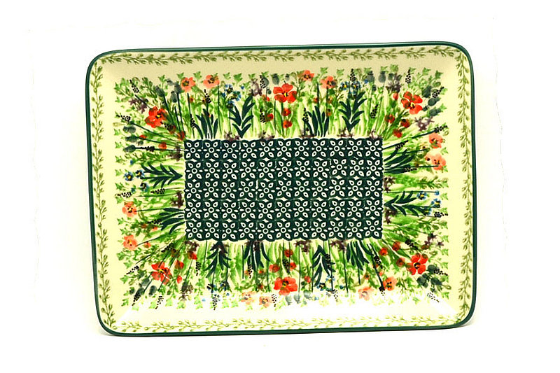 1"H x 7"W x 9 1/2"L
 Polish Pottery Plate - Rectangular - Unikat Signature U4335 111-U4335 (1"H x 7"W x 9 1/2"L
)