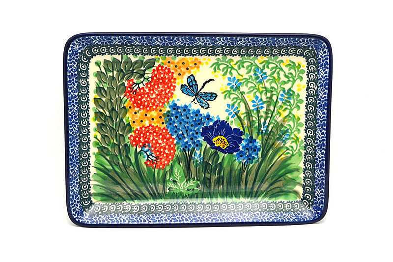 1"H x 7"W x 9 1/2"L
 Polish Pottery Plate - Rectangular - Unikat Signature U4612 111-U4612 (1"H x 7"W x 9 1/2"L
)