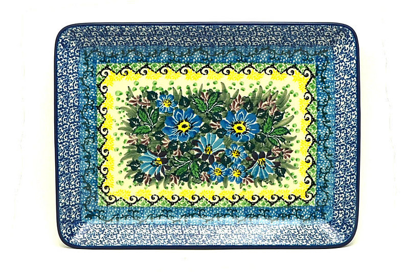 1"H x 7"W x 9 1/2"L
 Polish Pottery Plate - Rectangular - Unikat Signature U4613 111-U4613 (1"H x 7"W x 9 1/2"L
)