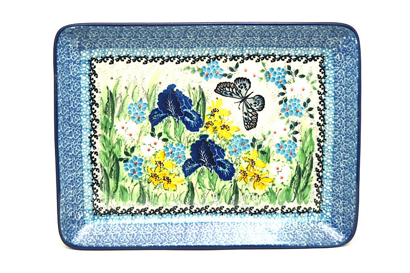 1"H x 7"W x 9 1/2"L
 Polish Pottery Plate - Rectangular - Unikat Signature U5132 111-U5132 (1"H x 7"W x 9 1/2"L
)