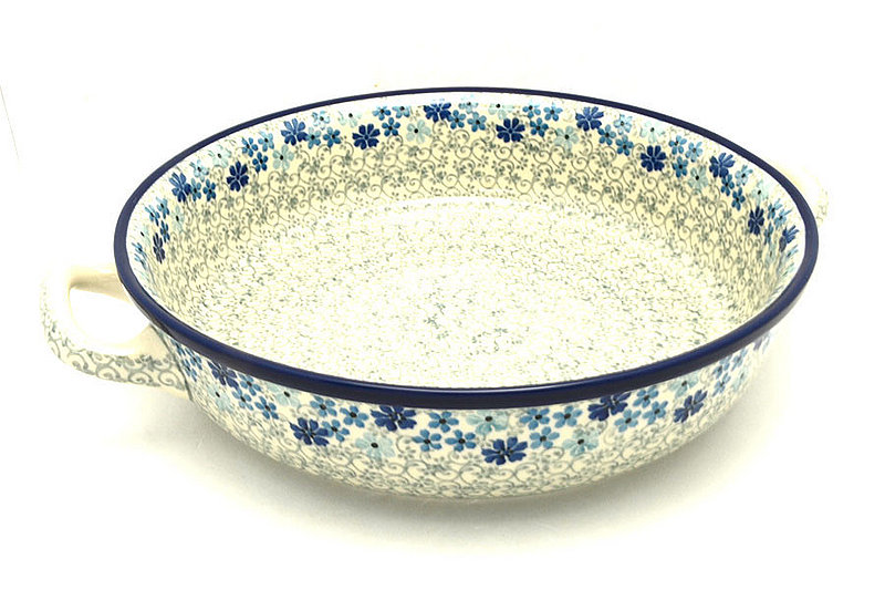 2 1/2"H x 10"W x 12"L (at handles)
 Polish Pottery Baker - Round with Handles - 10" - Sea Blossom 420-2612a (2 1/2"H x 10"W x 12"L (at handles)
)