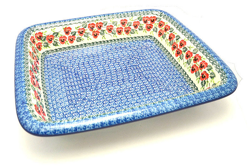 2 1/2"H x 11 1/4"W x 13 3/4"L 
 Polish Pottery Baker - Lasagna - Red Pansy 854-2538a (2 1/2"H x 11 1/4"W x 13 3/4"L 
)