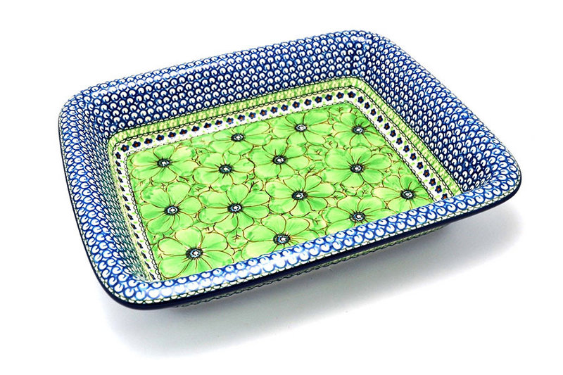 2 1/2"H x 11 1/4"W x 13 3/4"L 
 Polish Pottery Baker - Lasagna - Unikat Signature U408A 854-U408A (2 1/2"H x 11 1/4"W x 13 3/4"L 
)