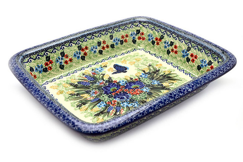 2 1/2"H x 11 1/4"W x 13 3/4"L 
 Polish Pottery Baker - Lasagna - Unikat Signature U4600 854-U4600 (2 1/2"H x 11 1/4"W x 13 3/4"L 
)