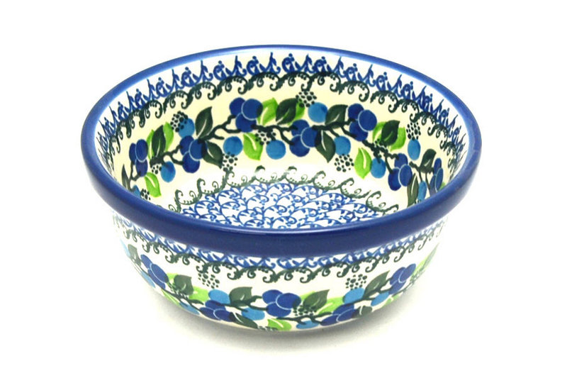 2 1/2"H x 6 1/4"W
 Polish Pottery Bowl - Salad - Blue Berries 209-1416a (2 1/2"H x 6 1/4"W
)