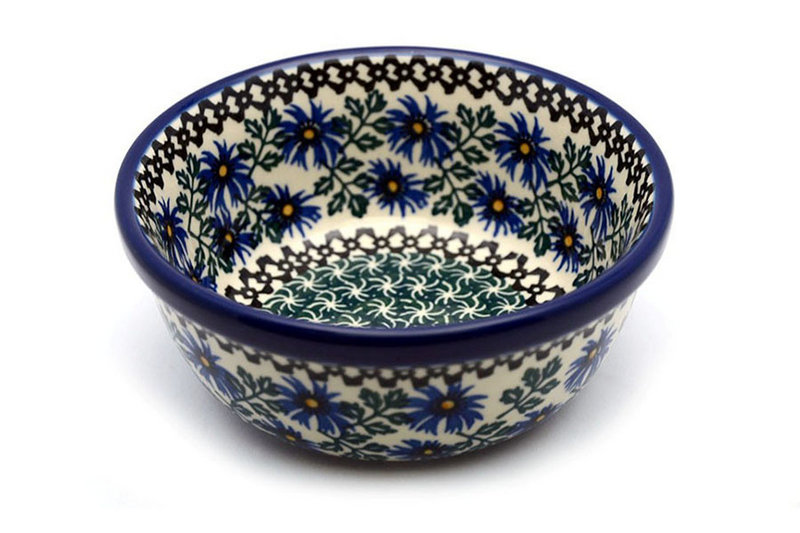 2 1/2"H x 6 1/4"W
 Polish Pottery Bowl - Salad - Blue Chicory 209-976a (2 1/2"H x 6 1/4"W
)