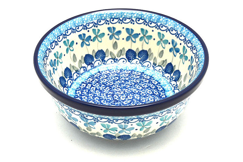 2 1/2"H x 6 1/4"W
 Polish Pottery Bowl - Salad - Blue Orchids 209-2751a (2 1/2"H x 6 1/4"W
)