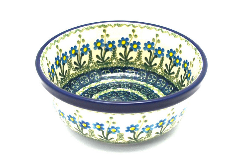 2 1/2"H x 6 1/4"W
 Polish Pottery Bowl - Salad - Blue Spring Daisy 209-614a (2 1/2"H x 6 1/4"W
)