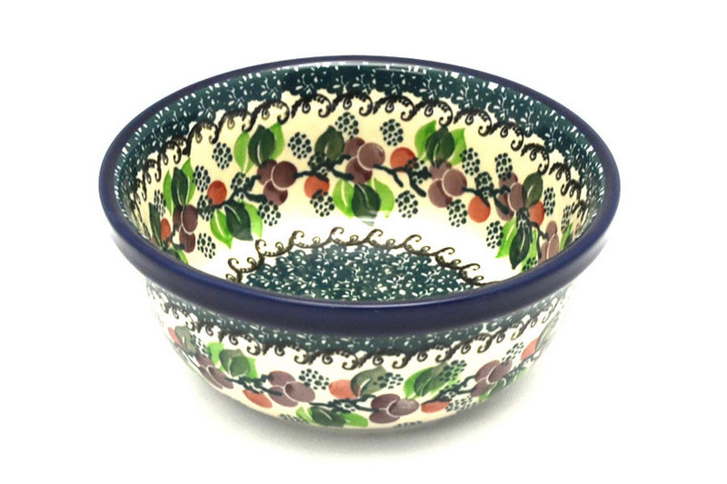 2 1/2"H x 6 1/4"W
 Polish Pottery Bowl - Salad - Burgundy Berry Green 209-1415a (2 1/2"H x 6 1/4"W
)