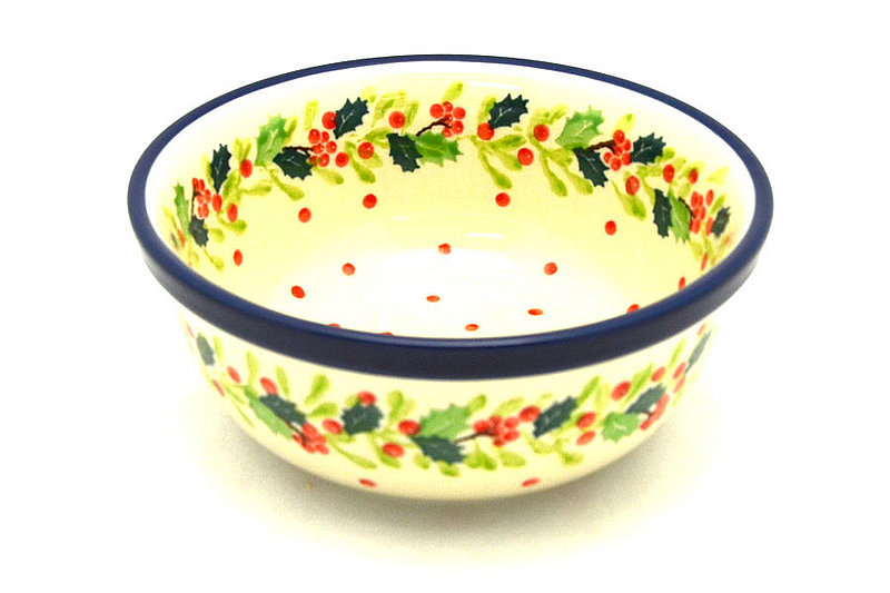 2 1/2"H x 6 1/4"W
 Polish Pottery Bowl - Salad - Christmas Holly 209-2541a (2 1/2"H x 6 1/4"W
)