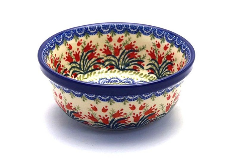 2 1/2"H x 6 1/4"W
 Polish Pottery Bowl - Salad - Crimson Bells 209-1437a (2 1/2"H x 6 1/4"W
)