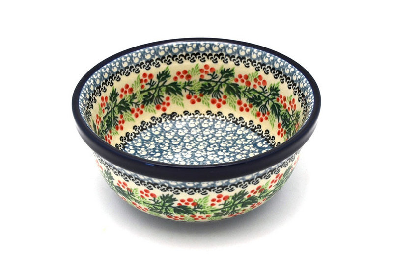 2 1/2"H x 6 1/4"W
 Polish Pottery Bowl - Salad - Holly Berry 209-1734a (2 1/2"H x 6 1/4"W
)