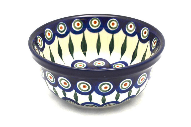 2 1/2"H x 6 1/4"W
 Polish Pottery Bowl - Salad - Peacock 209-054a (2 1/2"H x 6 1/4"W
)