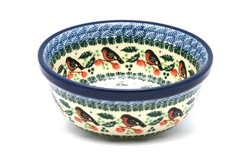 2 1/2"H x 6 1/4"W
 Polish Pottery Bowl - Salad - Red Robin 209-1257a (2 1/2"H x 6 1/4"W
)