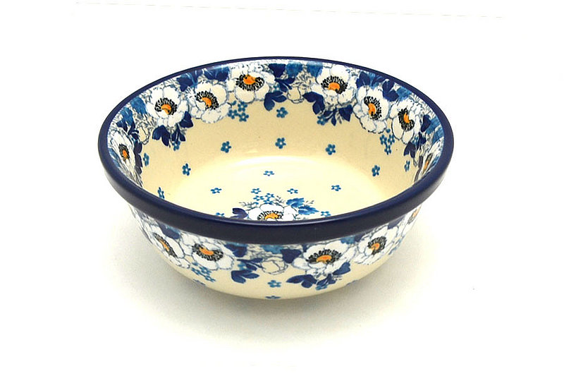 2 1/2"H x 6 1/4"W
 Polish Pottery Bowl - Salad - White Poppy 209-2222a (2 1/2"H x 6 1/4"W
)