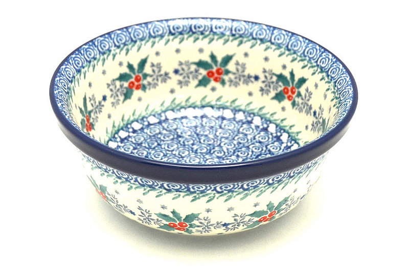 2 1/2"H x 6 1/4"W
 Polish Pottery Bowl - Salad - Winter Holly 209-2973a (2 1/2"H x 6 1/4"W
)