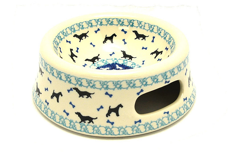 2 1/2"H x 7"W
 Polish Pottery Pet Food/Water Dish - 12 oz. - Dog Park 524-2680a (2 1/2"H x 7"W
)