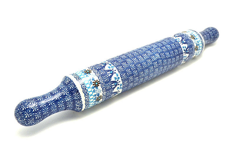 2 1/2"W x 18"L
 Polish Pottery Rolling Pin - Blue Yonder 439-2187a (2 1/2"W x 18"L
)