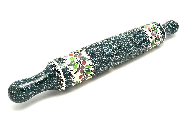 2 1/2"W x 18"L
 Polish Pottery Rolling Pin - Burgundy Berry Green 439-1415a (2 1/2"W x 18"L
)