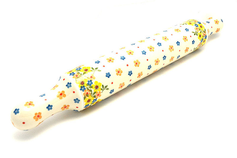 2 1/2"W x 18"L
 Polish Pottery Rolling Pin - Buttercup 439-2225a (2 1/2"W x 18"L
)
