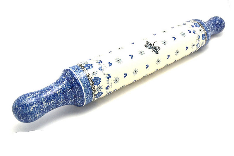 2 1/2"W x 18"L
 Polish Pottery Rolling Pin - Dragonfly 439-2009a (2 1/2"W x 18"L
)