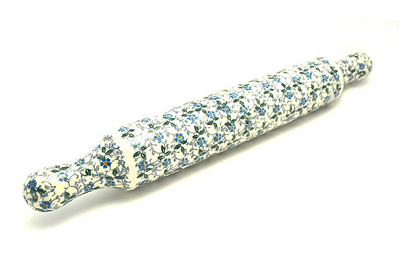 2 1/2"W x 18"L
 Polish Pottery Rolling Pin - Forget-Me-Knot 439-2089a (2 1/2"W x 18"L
)