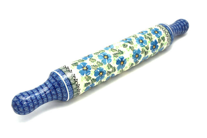 2 1/2"W x 18"L
 Polish Pottery Rolling Pin - Morning Glory 439-1915a (2 1/2"W x 18"L
)