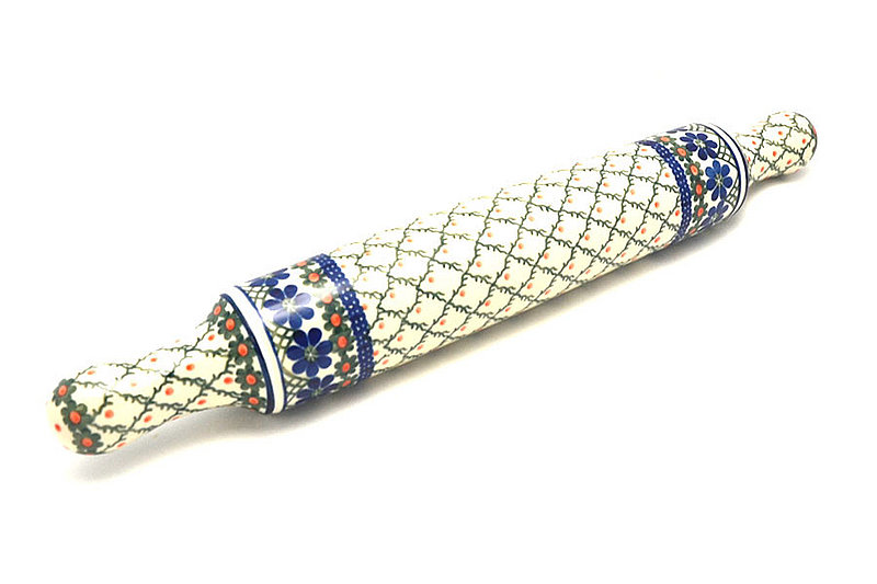 2 1/2"W x 18"L
 Polish Pottery Rolling Pin - Primrose 439-854a (2 1/2"W x 18"L
)