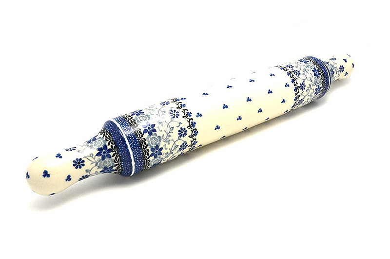2 1/2"W x 18"L
 Polish Pottery Rolling Pin - Silver Lace 439-2158a (2 1/2"W x 18"L
)