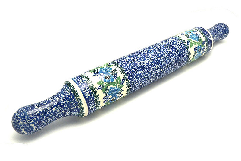 2 1/2"W x 18"L
 Polish Pottery Rolling Pin - Wild Indigo 439-1865a (2 1/2"W x 18"L
)