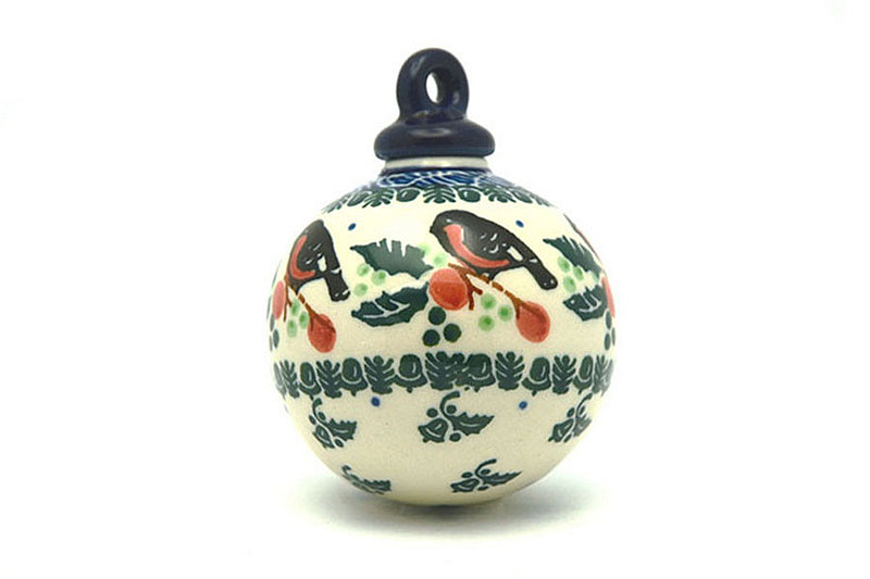 2 1/2"W x 3 1/2"H
 Polish Pottery Ornament - Ball - Red Robin 186-1257a (2 1/2"W x 3 1/2"H
)