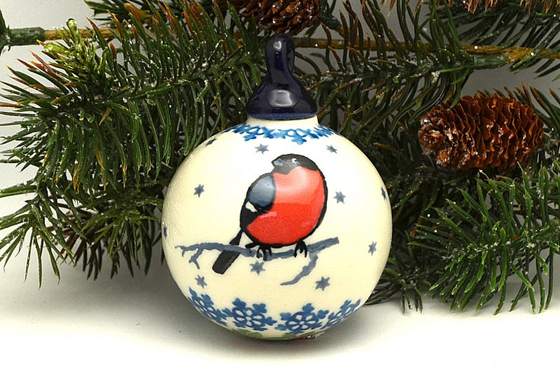 2 1/2"W x 3 1/2"H
 Polish Pottery Ornament - Ball - Unikat Signature U5179 186-U5179 (2 1/2"W x 3 1/2"H
)