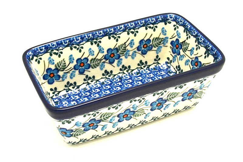 2 1/4"H x 3 3/4"W x 6 1/4"L
 Polish Pottery Baker - Mini Loaf Pan - Parisian Posies 238-2272a (2 1/4"H x 3 3/4"W x 6 1/4"L
)